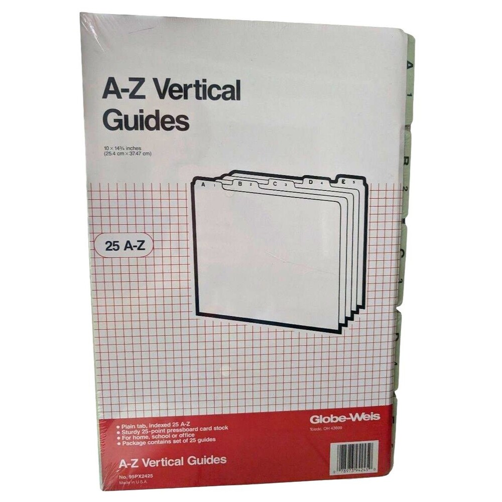Globe-Weis A-Z Vertical Guides Legal Size 25-Point Pressboard File Dividers 95PX